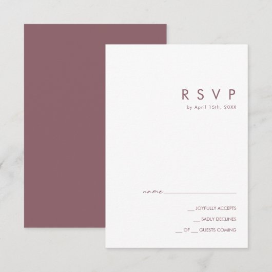 Dusty Boho | Carte RSVP violette (Devant / Derrière)
