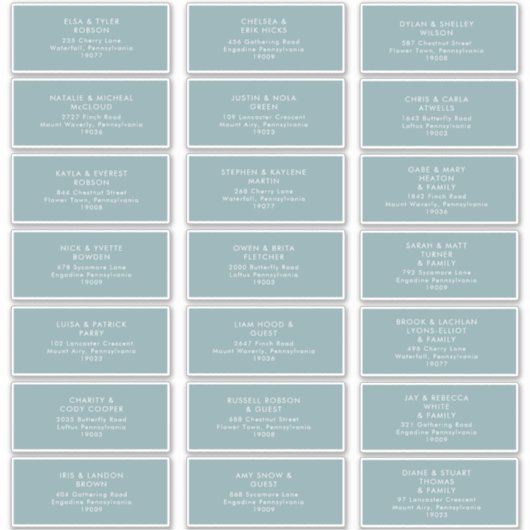 Dusty Boho | Étiquettes de adresse d'invité bleu (Devant)