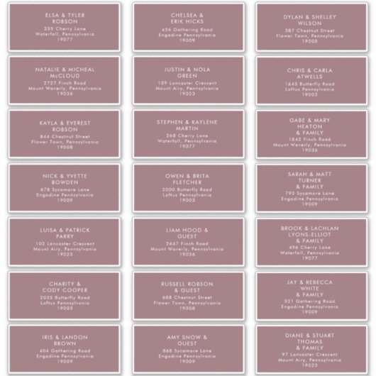 Dusty Boho | Étiquettes de adresse invités violets (Devant)