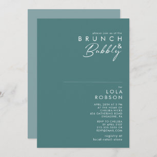 Dusty Boho Green & Blue Brunch en Bubble Shower Kaart