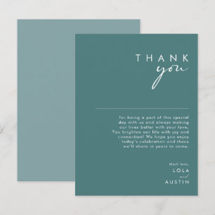 Dusty Boho Green & Blue Reception Hartelijk dank Briefkaart