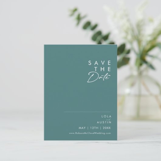 Dusty Boho | Groen Save the Date Uitnodiging Briefkaart (Staand voorkant)