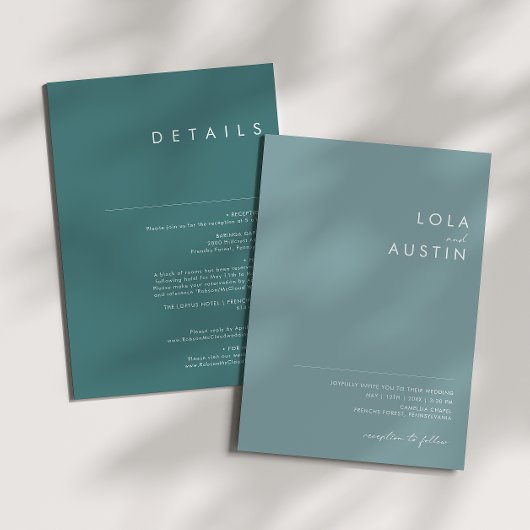 Dusty Boho | Invitation de mariage bleu et vert