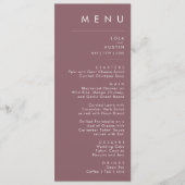 Dusty Boho | Menu Dîner Mariage violet et Rose (Devant)