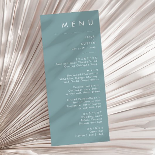 Dusty Boho | Menu du dîner Mariage bleu et vert