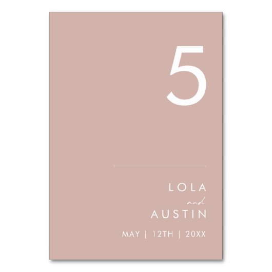 Dusty Boho | Numéro de table Rose (Par défaut)