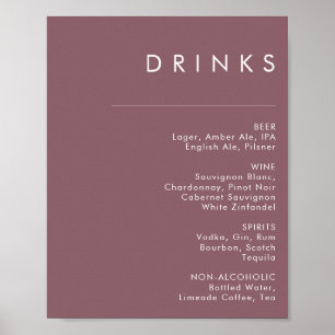 Dusty Boho   Onderteken van het Paarse Drink-menu Poster