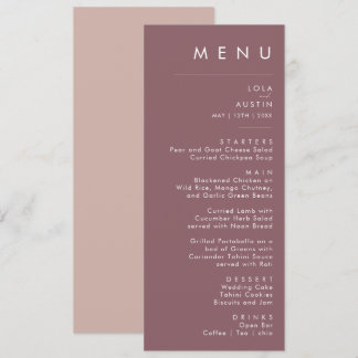 Dusty Boho | Paars menu en Roos-weddenschap