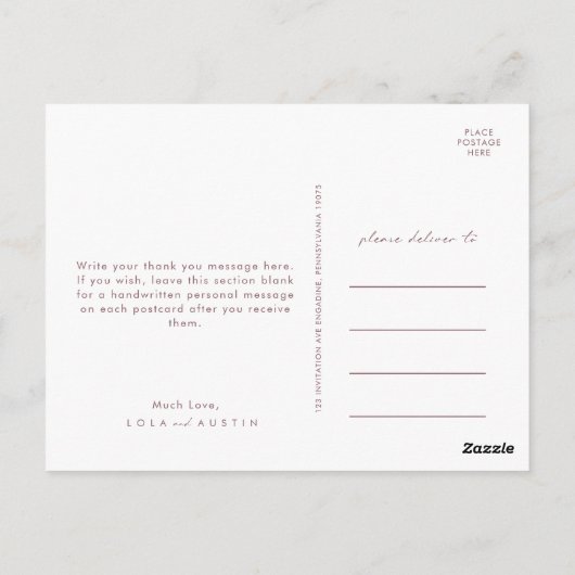 Dusty Boho | Roos en Paarse bruiloft Hartelijk dan Briefkaart (Achterkant)