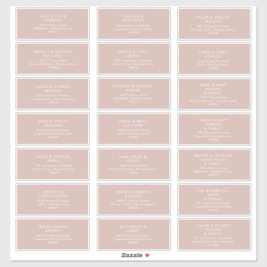 Dusty Boho | Rose Étiquettes de adresse invités (Feuille)