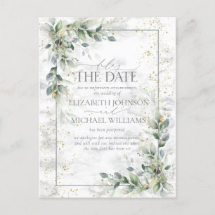 Dusty Botanical Greenery Gold Delay The Date Briefkaart