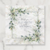 Dusty Botanical Greenery Gold Marble Wedding Bedankjes Labels (Achterkant)