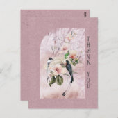 Dusty Bourgondië Magnolia Blossoms Bruiloft Dank u Briefkaart (Voorkant / Achterkant)