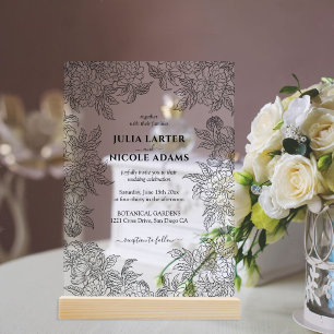 Dusty Brunt Sinaasappel Pioen Bloemen Herfst Bruil Acryl Uitnodigingen