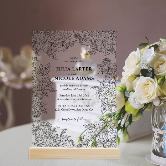 Dusty Brunt Sinaasappel Pioen Bloemen Herfst Bruil Acryl Uitnodigingen