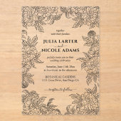 Dusty Brunt Sinaasappel Pioen Bloemen Herfst Bruil Acryl Uitnodigingen (Voorkant)