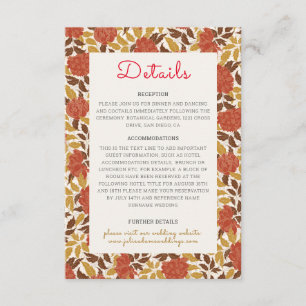 Dusty Brunt Sinaasappel Pioen Bloemen Herfst Bruil Informatiekaartje
