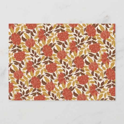 Dusty Brunt Sinaasappel Pioen Bloemen Herfst Bruil Menu (Achterkant)