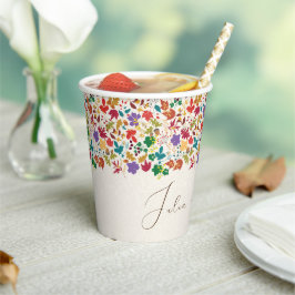 Dusty Brunt Sinaasappel Pioen Bloemen Herfst Bruil Papieren Bekers