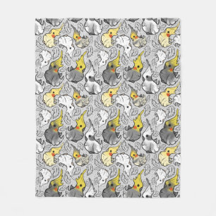 Dusty Cockatiels Throw Fleece Blanket Deken