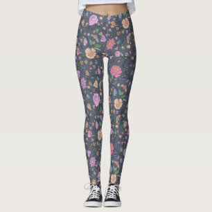 Dusty Colors Modern Whimsical Colorful Floral Leggings