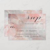 Dusty Cora Abstracte penseelstreken RSVP met bomen (Voorkant / Achterkant)