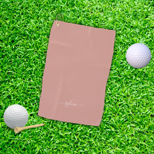 Dusty Coral Modern Girly Monogram Naam Golfhanddoek