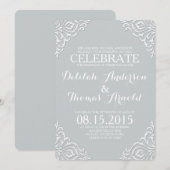 Dusty Damask Filigree Elégant Mariage Invitation (Devant / Derrière)