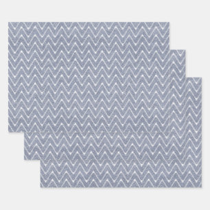 Dusty Denim Blue Small Chevron Pattern Inpakpapier Vel
