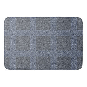 Dusty Donkerblauw op Blauw Tweed Design Badmat