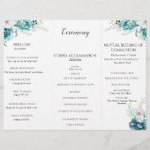 Dusty Emarald Groen Wit Bloemen Huwelijksprogramma (Achterkant)