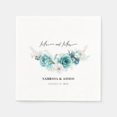 Dusty Emerald Groen Wit Bloemen Bruiloft Servet (Voorkant)