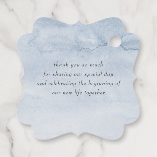 Dusty en Navy Blue Bloemen Bruiloft Dank u Bedankjes Labels (Achterkant)