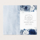 Dusty en Navy Blue Floral bruiloft programma's (Buitenkant ongevouwen)