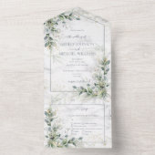 Dusty Eucalyptus Botanical Gold Greenery All In One Uitnodiging (Binnen)