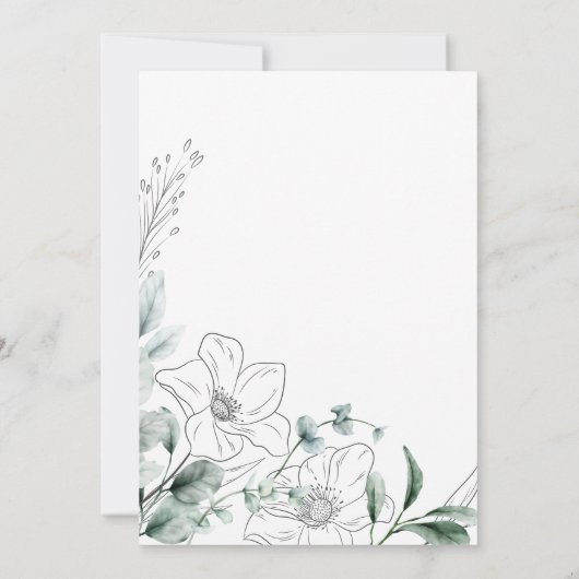 Dusty Eucalyptus Faire-part de mariage verdoyant (Dos)