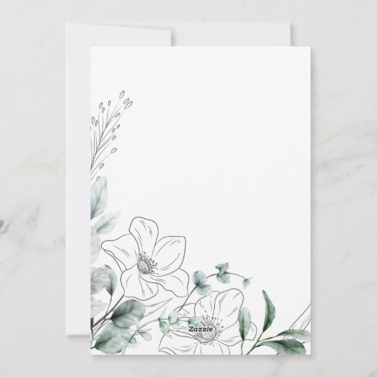 Dusty Eucalyptus Faire-part de mariage verdoyant (Dos)