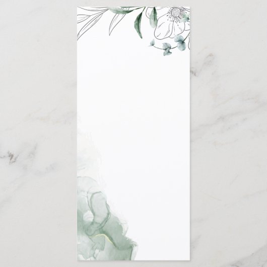 Dusty Eucalyptus Green Menu Mariage plat (Dos)