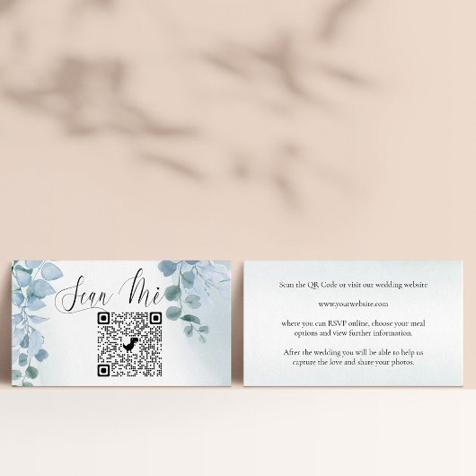 Dusty Eucalyptus Online RSVP QR Code Bruiloft Informatiekaartje
