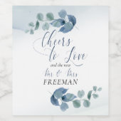 Dusty Eucalyptus Proost op Liefde Bruiloft Wijn Etiket (Enkel label)