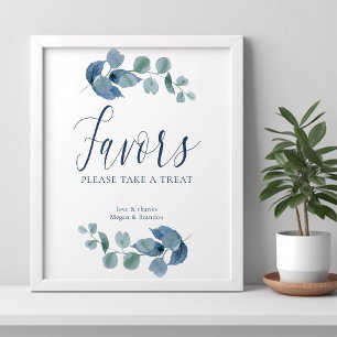 Dusty Eucalyptus Simple Waterverf Foliage Favors Poster