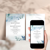 Dusty Eucalyptus Waterverf Groen Bruiloft Kaart