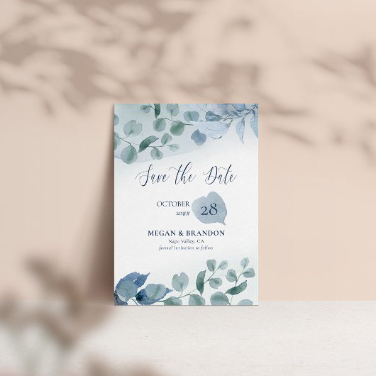 Dusty Eucalyptus Waterverf Groen Bruiloft Save The Date