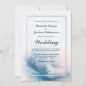 Dusty Faire-part de mariage en plumes bleues avec  (Devant)