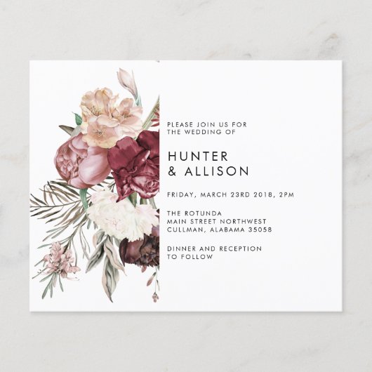 Dusty Floral Wedding Invitation Flyer (Voorkant)