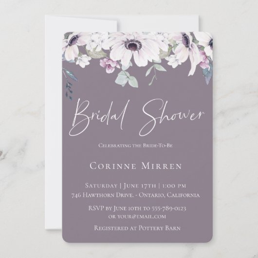 Dusty Garden Floral Bridal Shower Invitation (Devant)