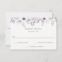 Dusty Garden Floral Wedding Carte RSVP