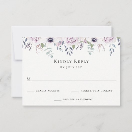 Dusty Garden Floral Wedding Carte RSVP (Devant)