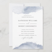 Dusty Gold Elegant Blue Wedding Invitation Kaart (Voorkant)