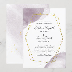 Dusty Gold Elegant Mauve Faire-part de mariage